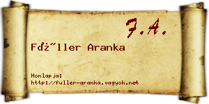 Füller Aranka névjegykártya